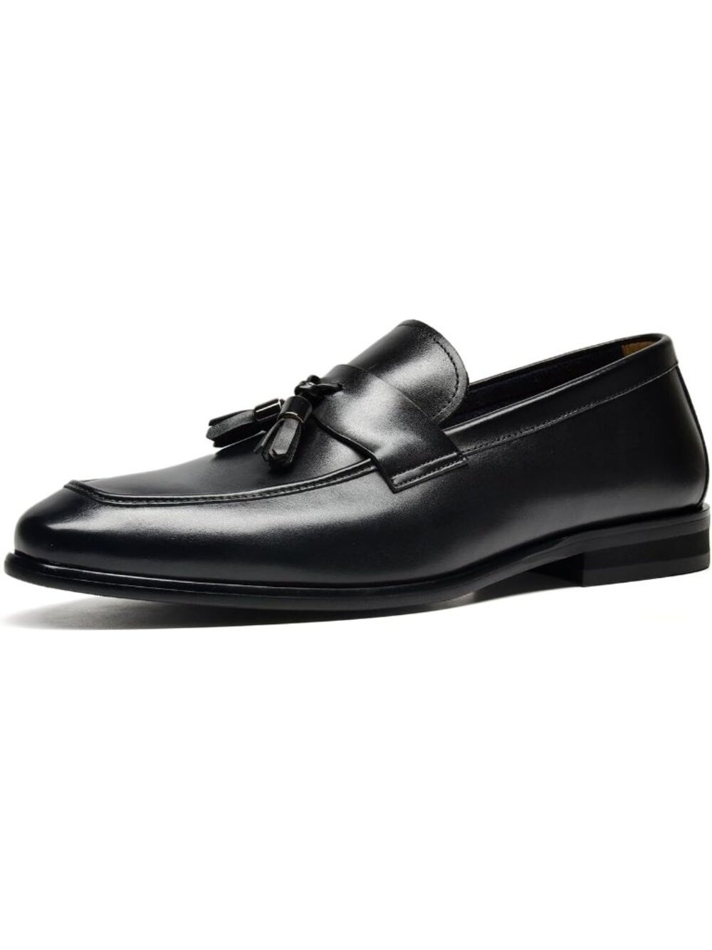 Women's Black Leather Loafers Dress Slip On Tassel Loafer Shoes Business Causal